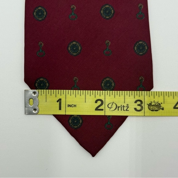 Lanvin Burgundy Patterned Pure Silk Tie Made in Italy - Picture 5 of 7